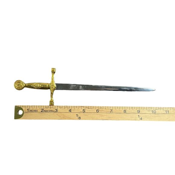 Vintage Letter Opener Made in Spain Sword Replica 10" Ornate Decorative Handle - Picture 7 of 8